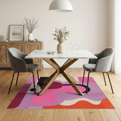 Bold Pink Geometric Arch Area Rug