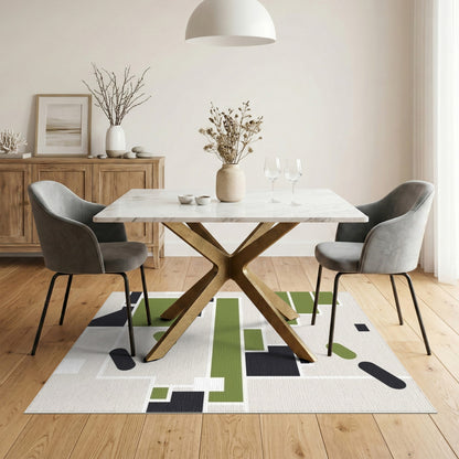 Green Geometric Abstract Area Rug