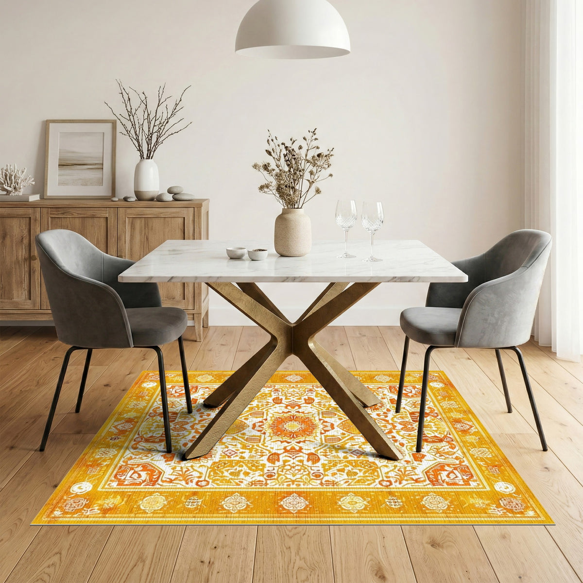 Yellow Traditional Persian Area Rug