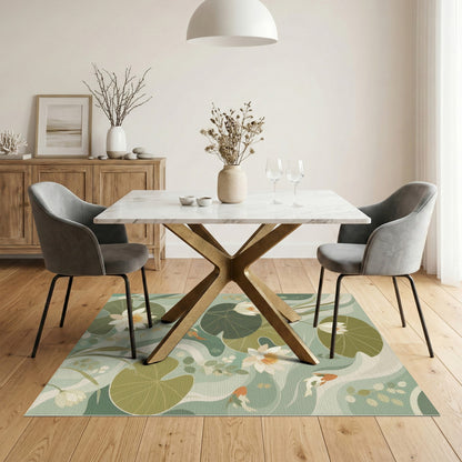 Lotus Koi Pond Washable Area Rug
