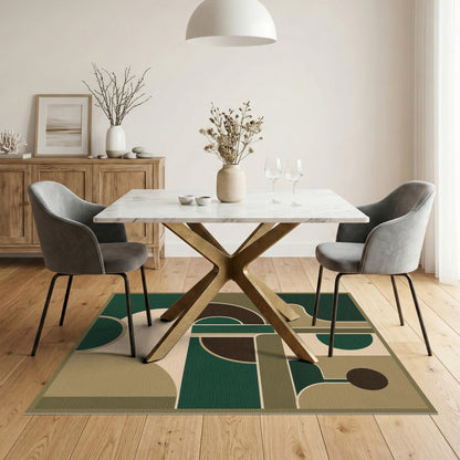 Green Geometric Area Rug