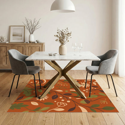 Boho Chic Orange Floral Area Rug