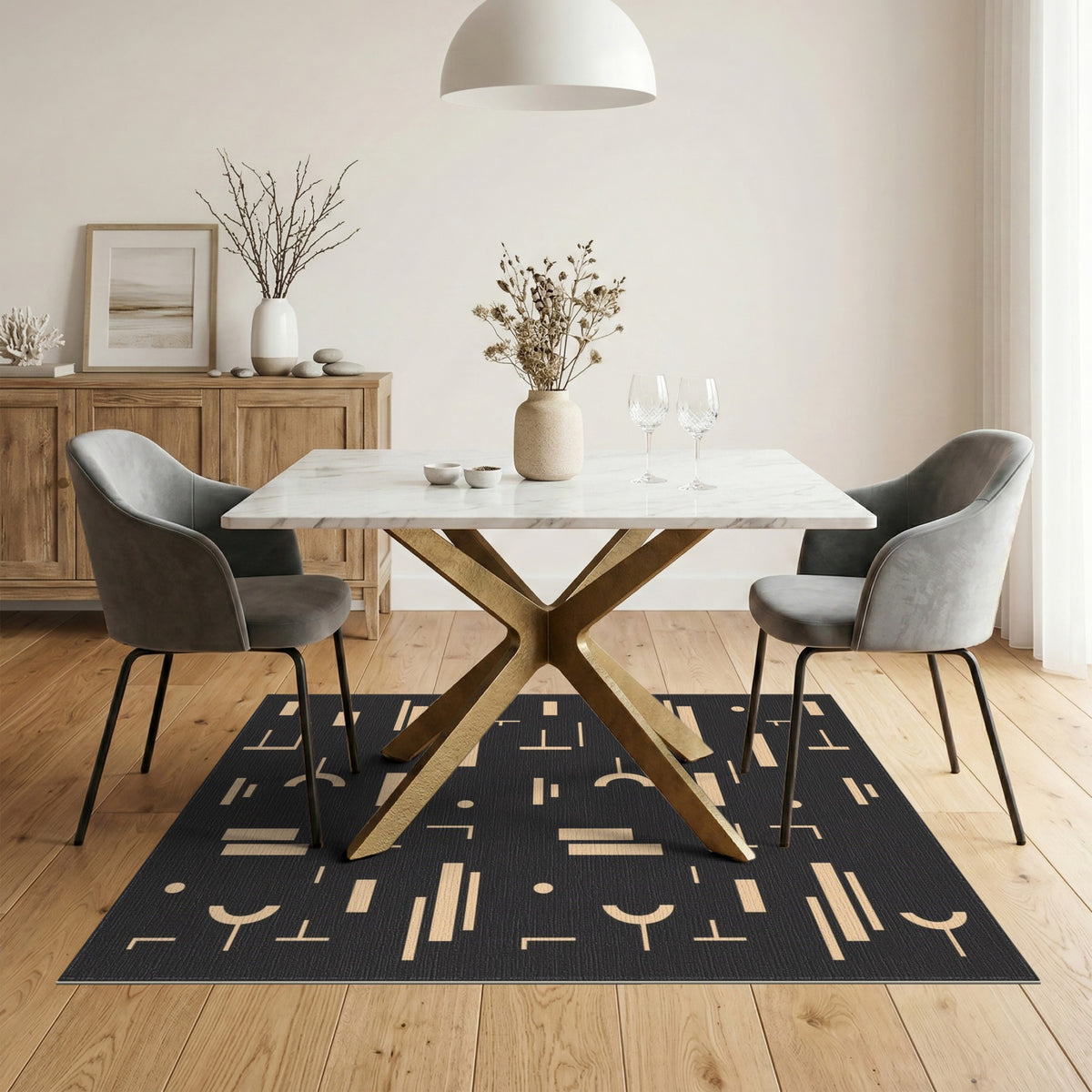 Beige Geometric Modern No. 28 Area Rug