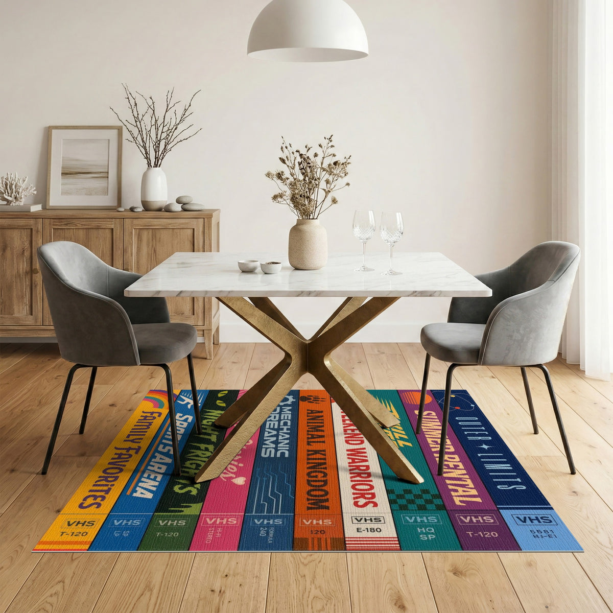 Retro VHS Tape Stack Area Rug