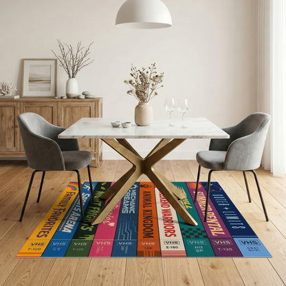 Retro VHS Tape Stack Area Rug