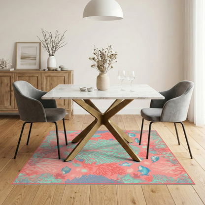 Coastal Beach Pink Coral Reef Coastal Area Rug