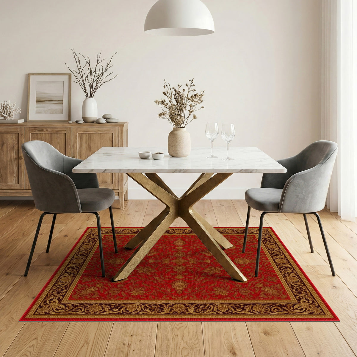 Red Floral Persian Area Rug