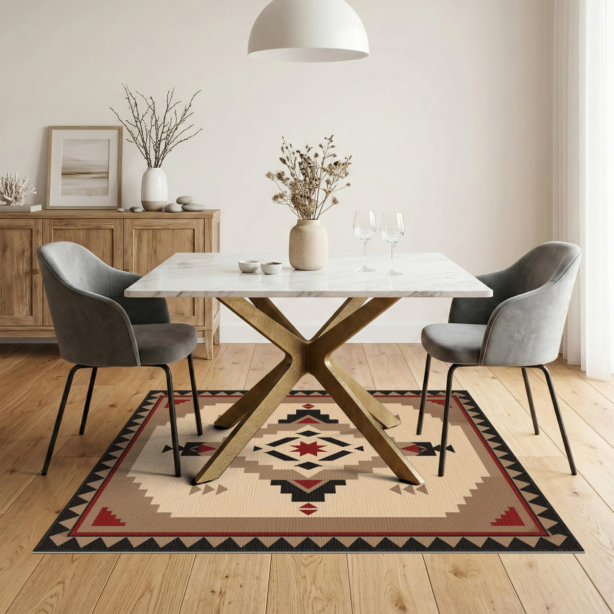 Southwestern Geometric Brown Tan No. 2 Area Rug
