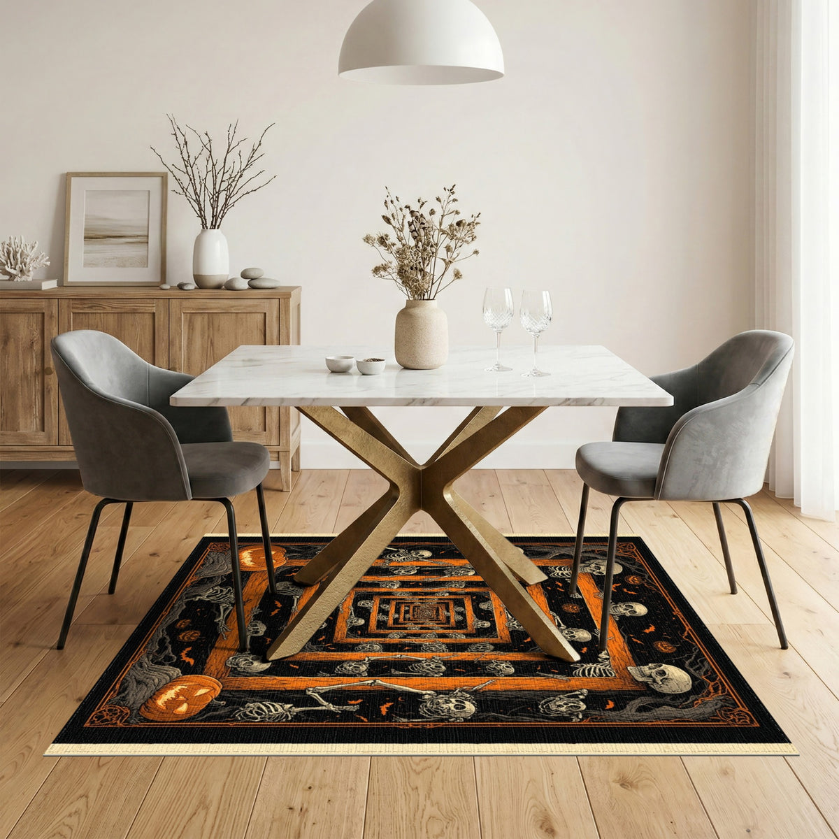Skeleton Frame Tunnel Halloween Area Rug