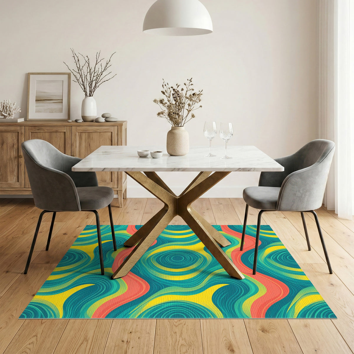 Blue Teal Swirl Abstract No. 4 Area Rug
