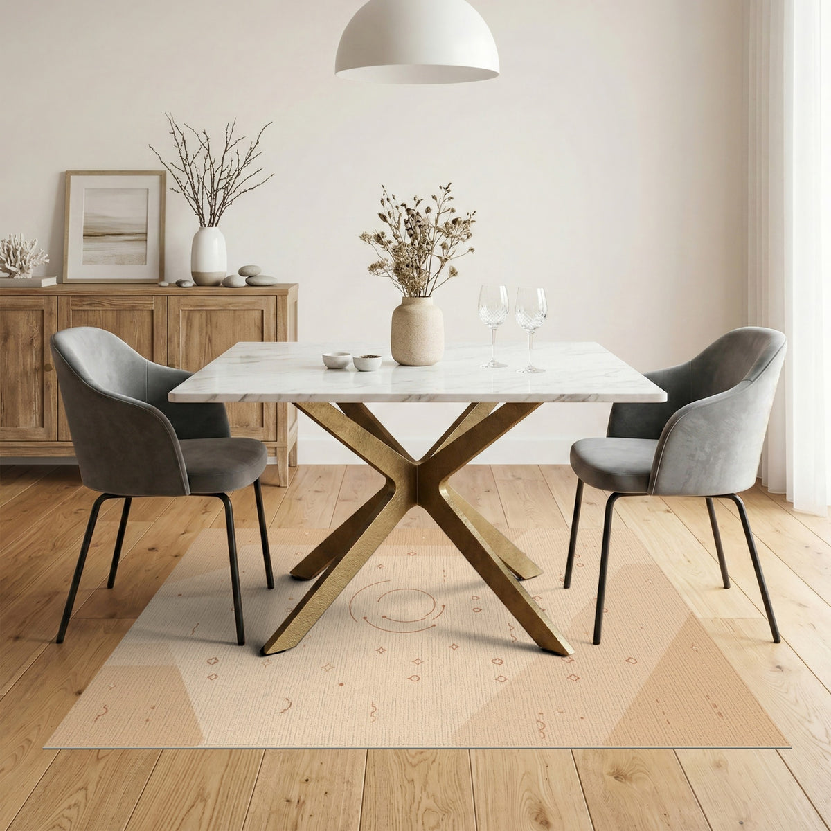 Beige Geometric Circle Geometric Modern Area Rug
