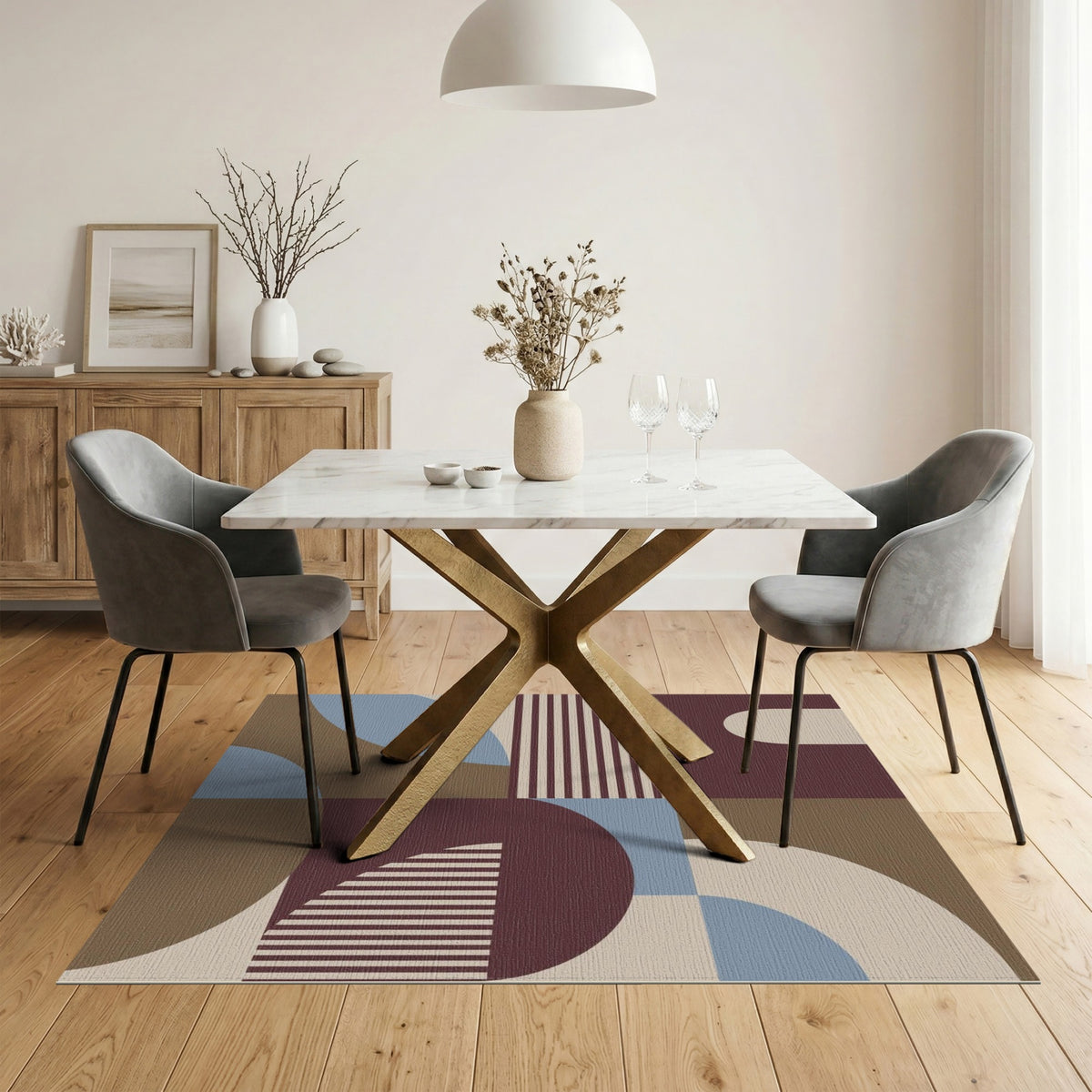 Contemporary Geometric Brown Area Rug