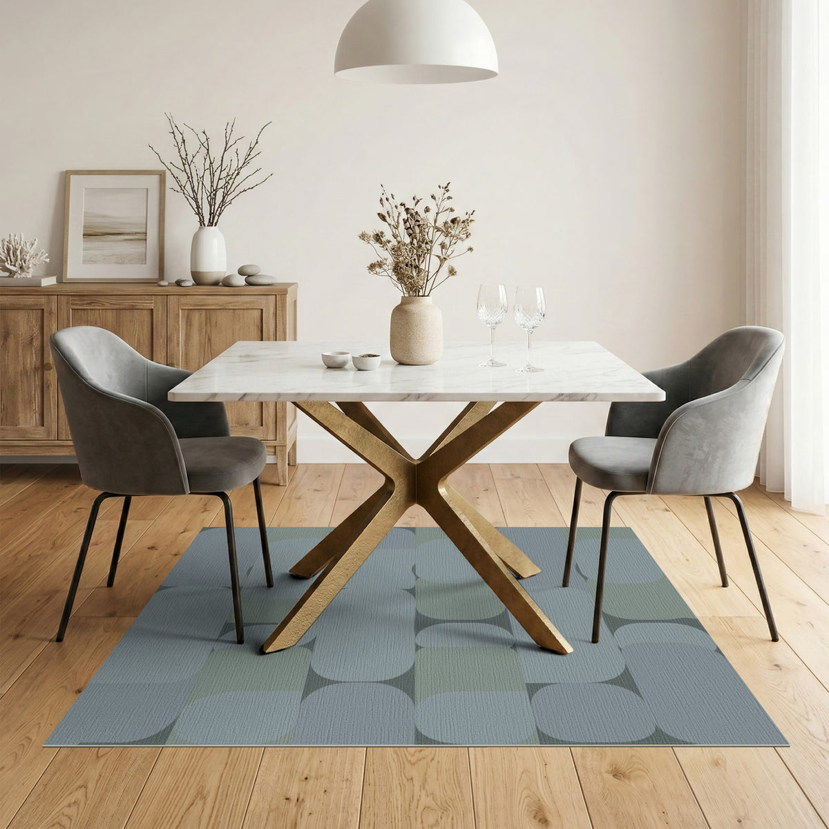 Blue Teal Abstract Area Rug