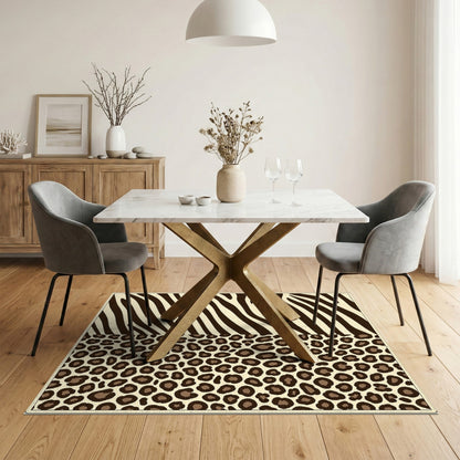 Boho Chic Brown Zebra Leopard Print Area Rug