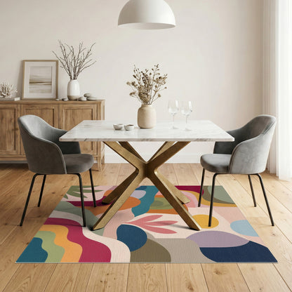 Abstract Area Vibrant Abstract Wave Multi-Color Area Rug