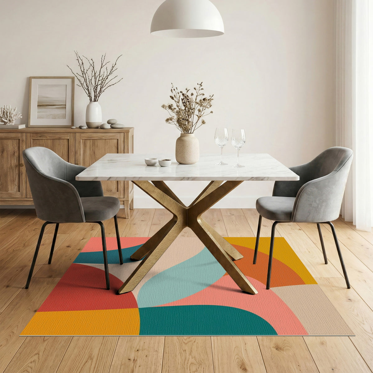 Vibrant Abstract Multi-Color and Patterns Area Rug
