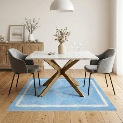 Coastal Beach Blue and Teal Blue Wave Coastal Washable Area Rug