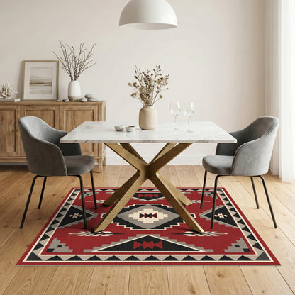 Red Southwestern Geometric Area Rug