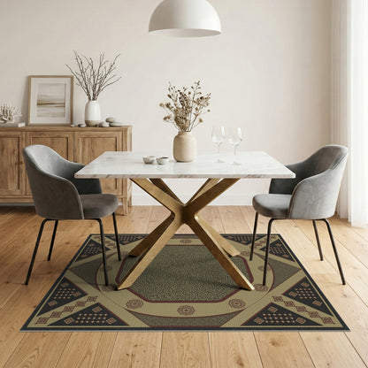 Beige Octagon Medallion Area Rug