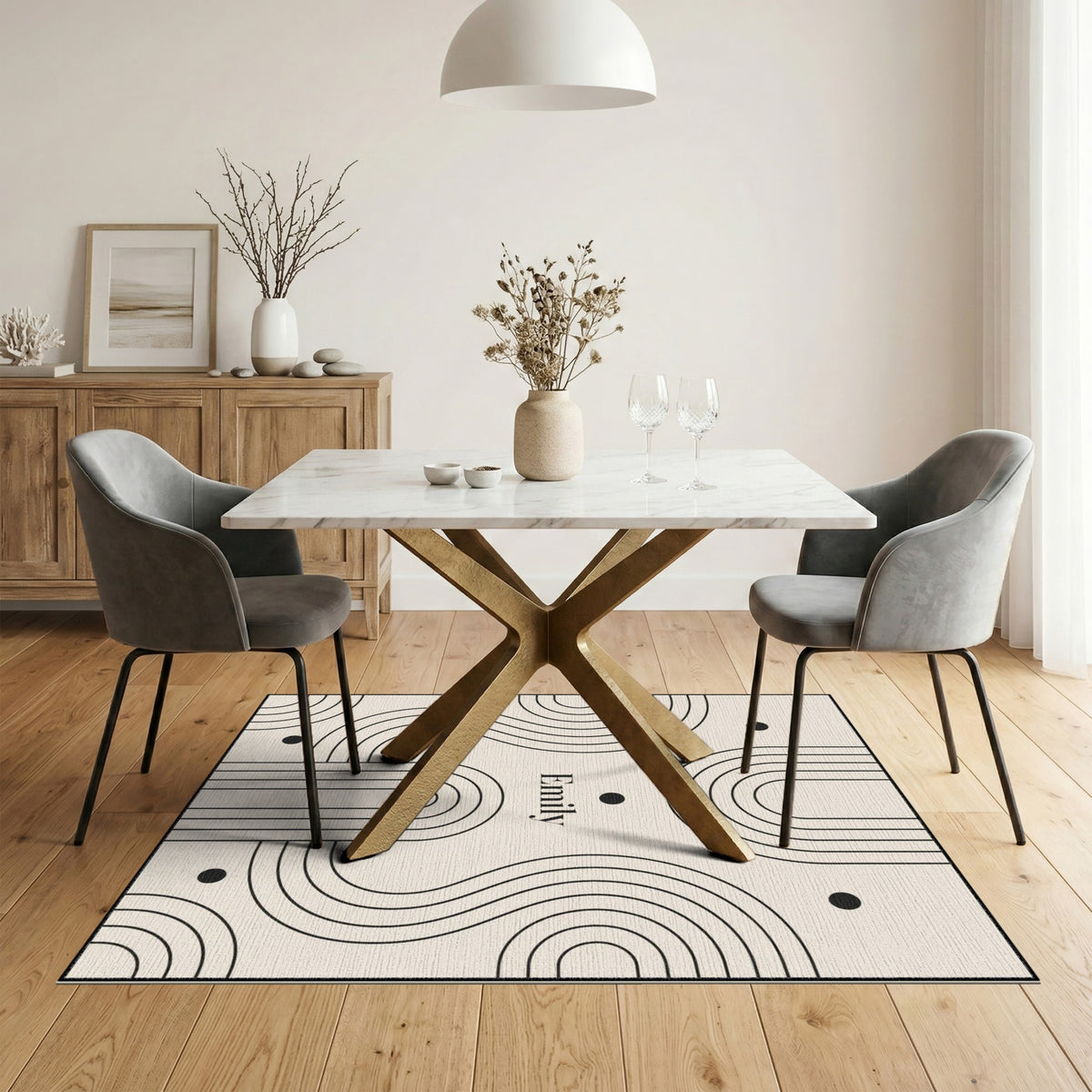 Emily Beige Geometric Area Rug