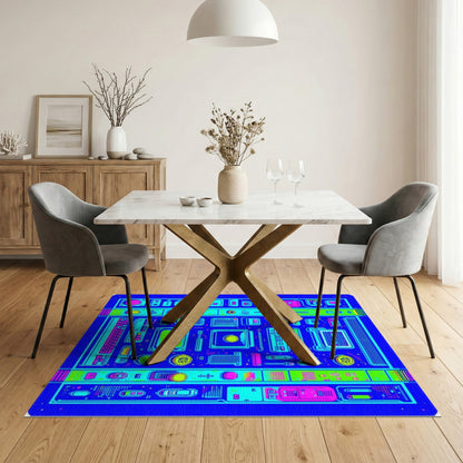 Neon Pixel Tech Washable Area Rug