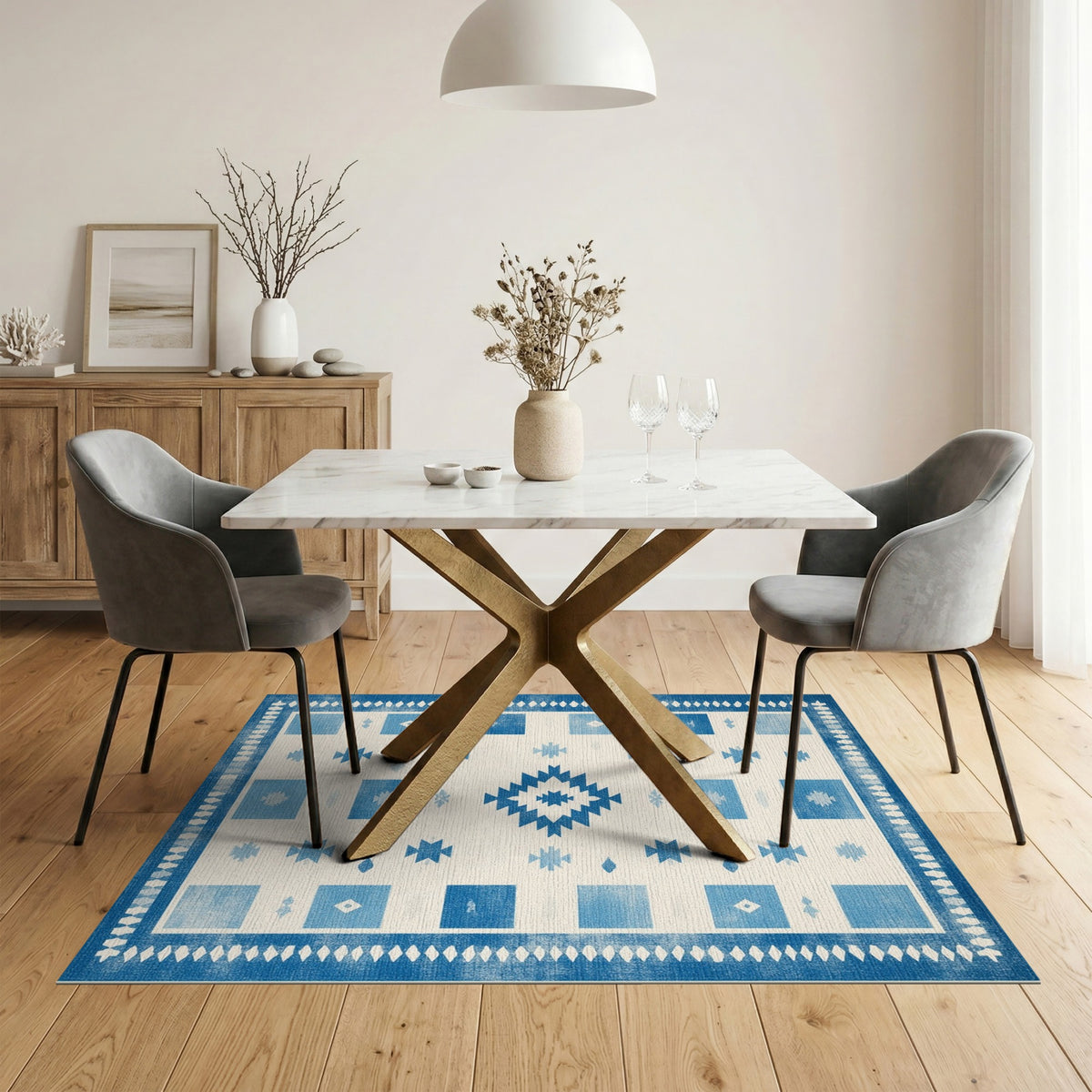 Blue Heritage Tribal Area Rug