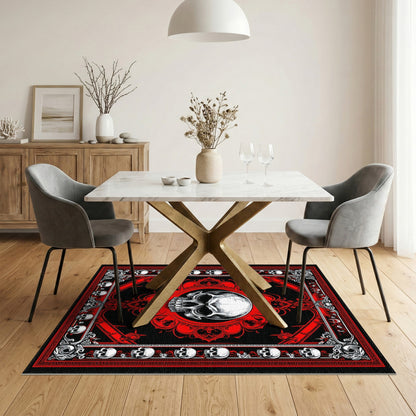 Red Skull Medallion Area Rug