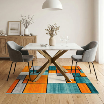 Bold Geometric Multi-Color Area Rug