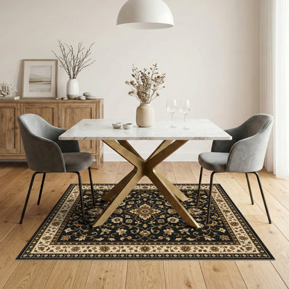 Black Floral Medallion Area Rug