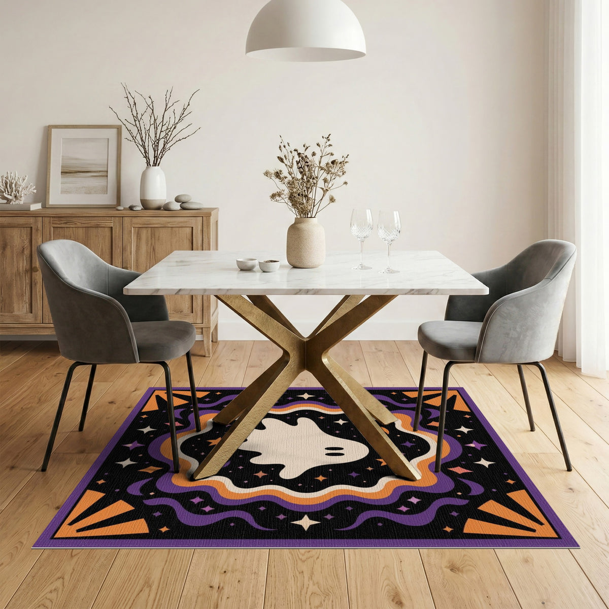 Spooky Ghost Halloween Area Rug