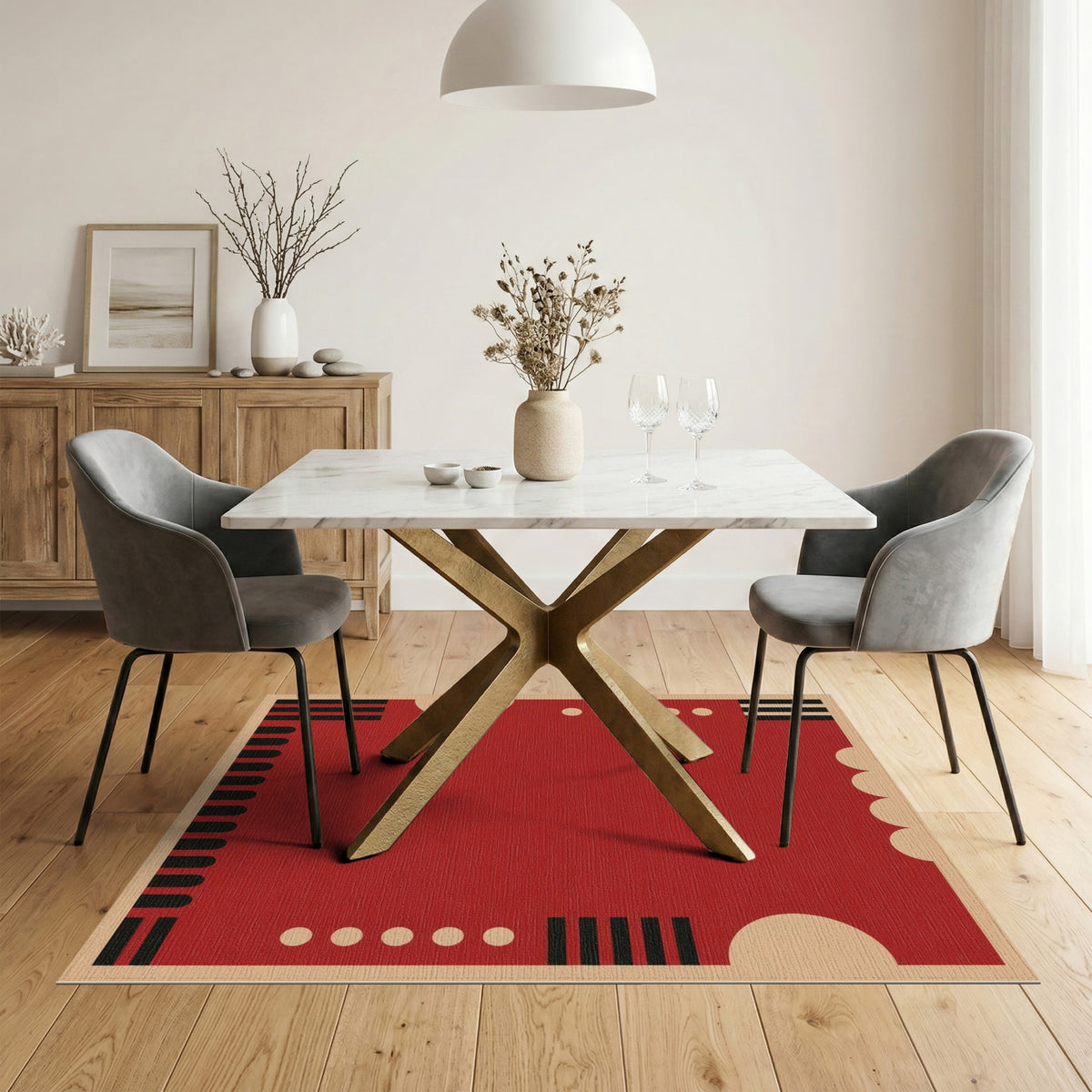 Bold Red Geometric No. 5 Area Rug