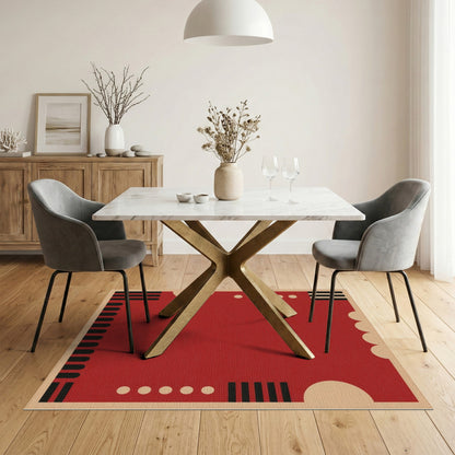 Bold Red Geometric No. 5 Area Rug