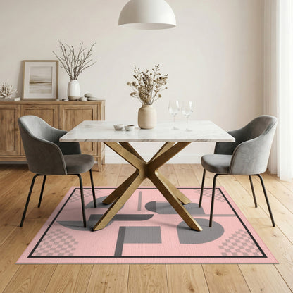 Geometric Modern Abstract Pink Geometric Abstract Area Rug