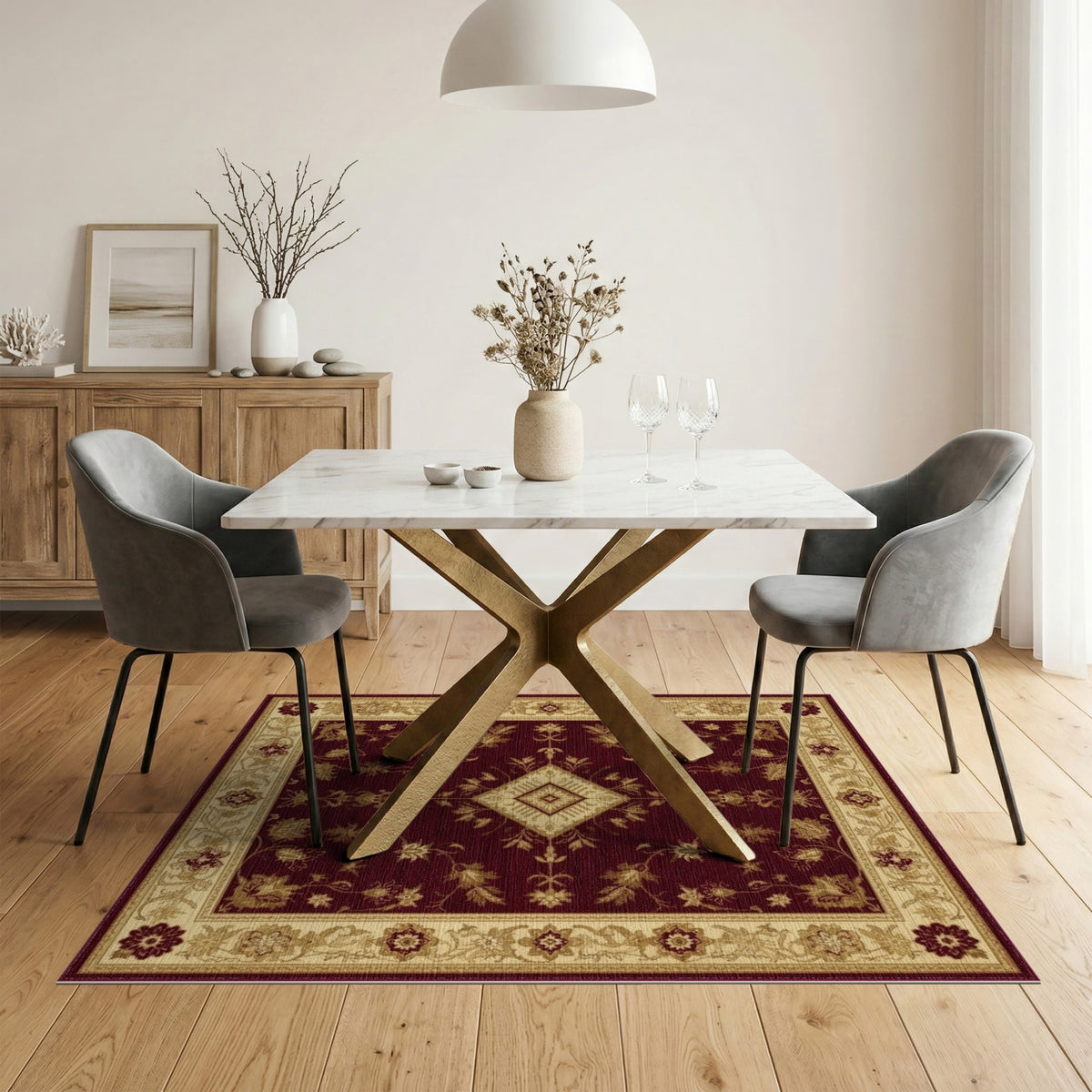 Red Persian Floral Medallion No. 40 Area Rug