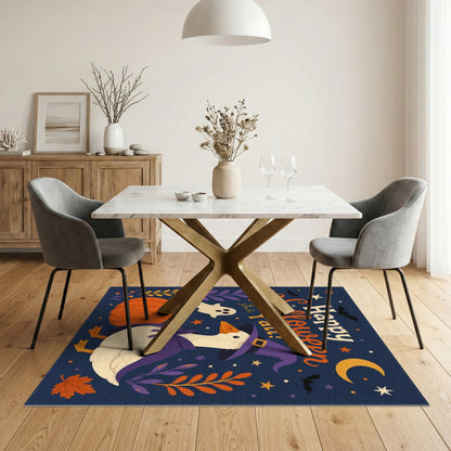 Purple Halloween Witch Duck Kids Area Rug