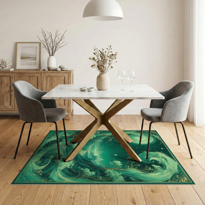 Ethereal Teal Swirl Abstract Area Rug