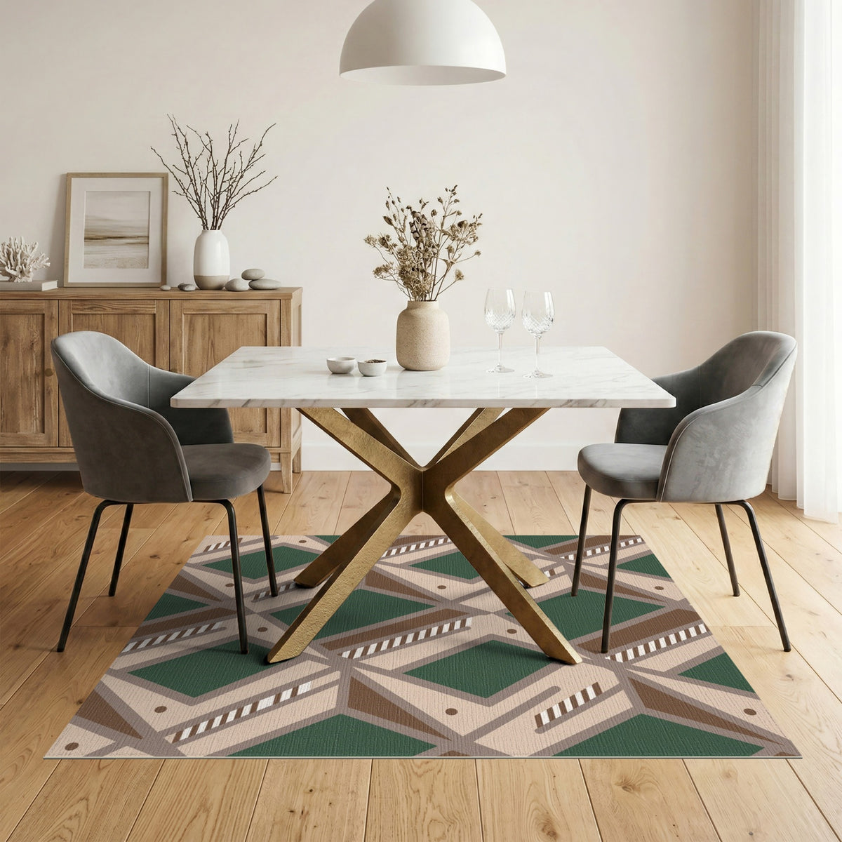 Geometric Lattice Diamond Area Rug