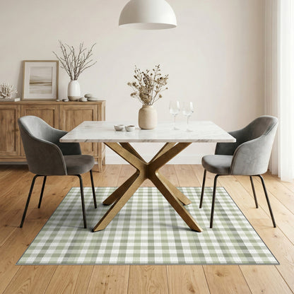 Green Checkered Gingham Area Rug