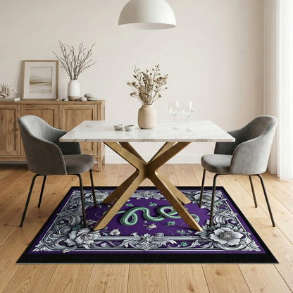 Green Serpent Purple Floral Area Rug