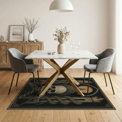 Grey Skull Serpent Area Rug
