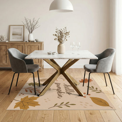 Hello Pumpkin Autumn Leaves Area Rug