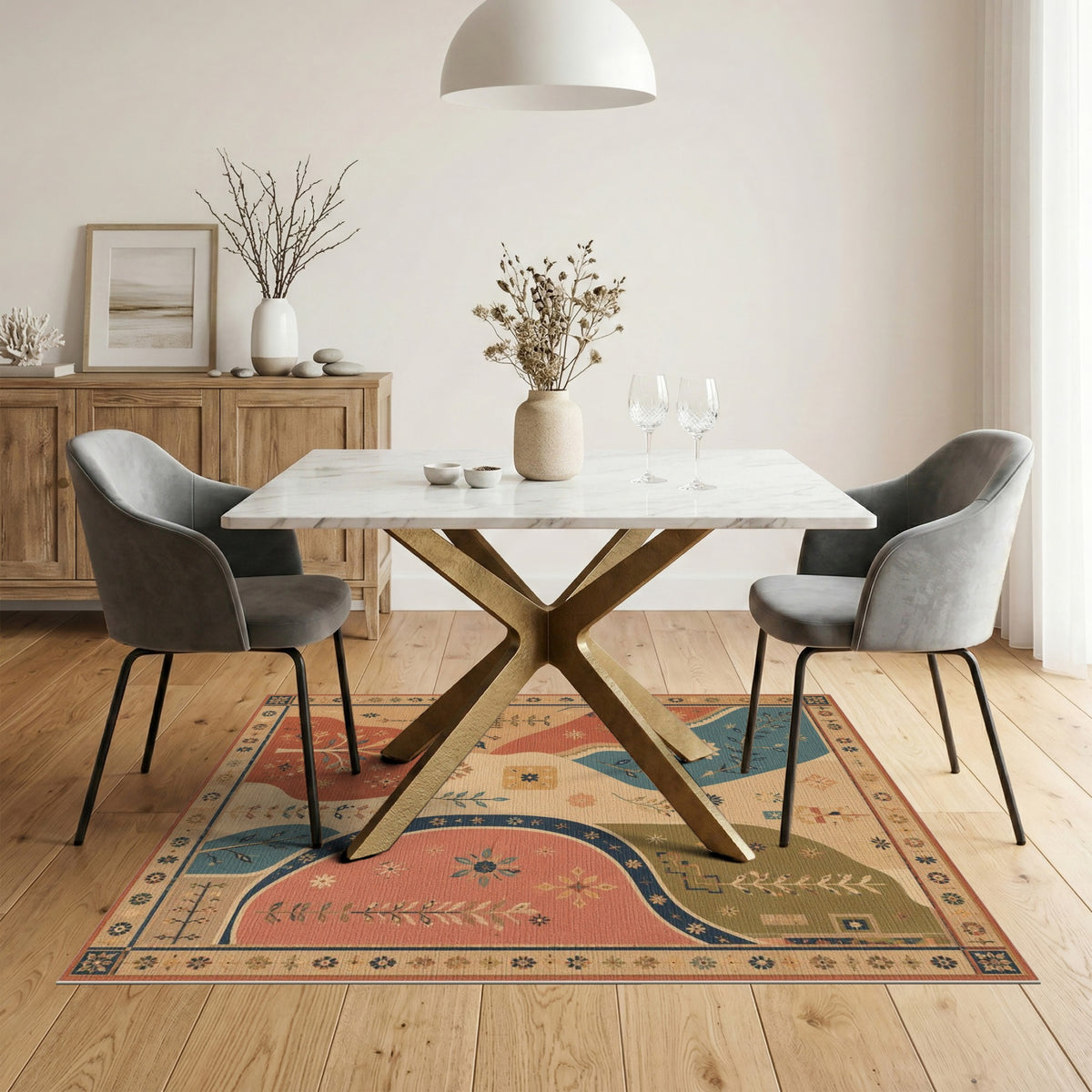 Vintage Floral Abstract Area Rug