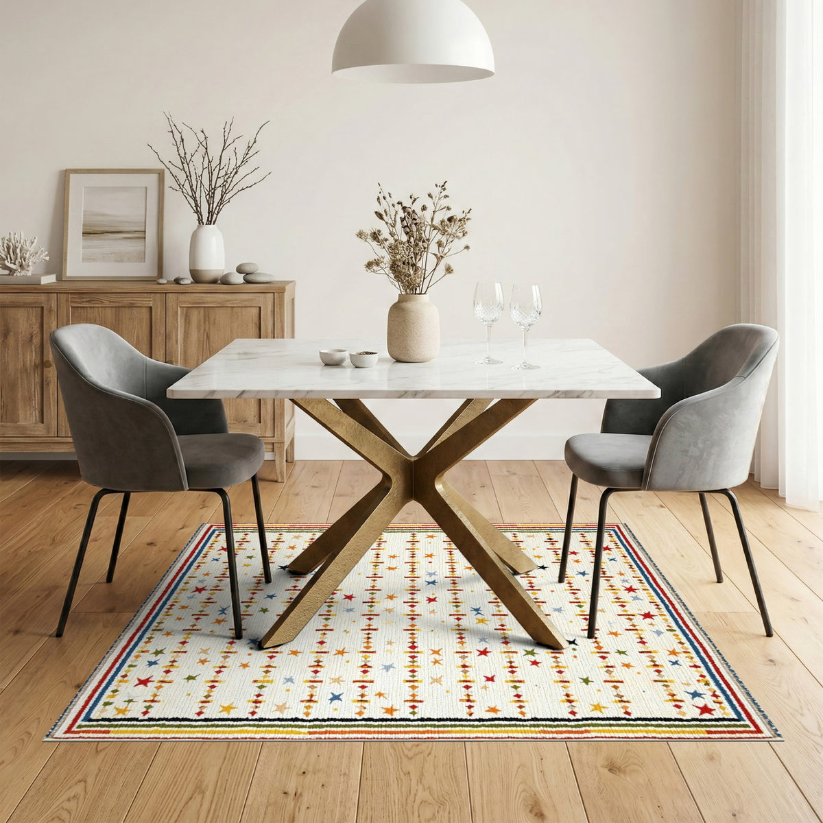Multi-Color Star Geometric Area Rug