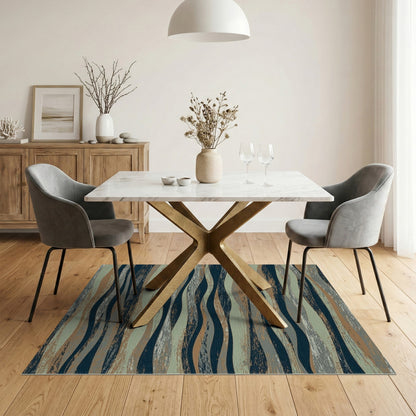 Distressed Wave Grey Area Rug