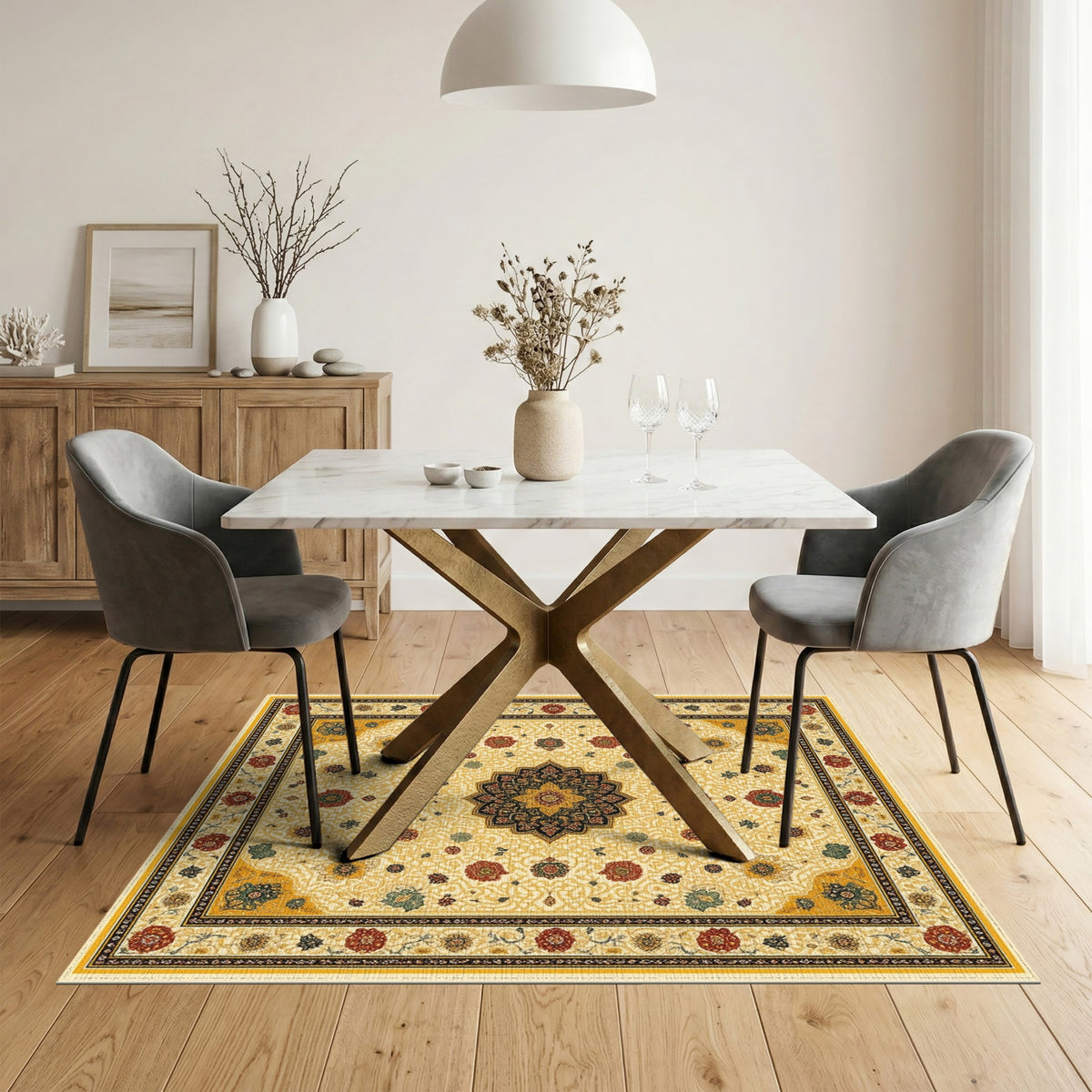 Traditional Persian Multi-color and Patterns Traditional Persian Floral Medallion Area Rug
