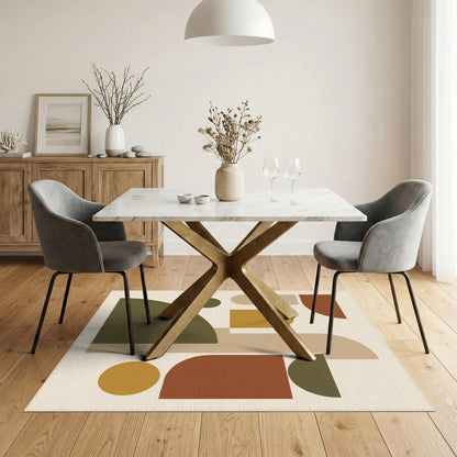 Geometric Brown Tan Brown and Tan Area Rug