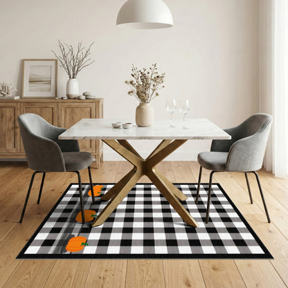 Black White Checkered Pumpkin Area Rug