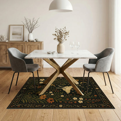 Luna Moth Celestial Floral Area Rug