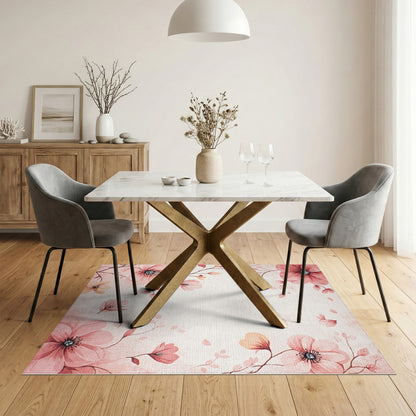 Blush Pink Floral Vintage Area Rug