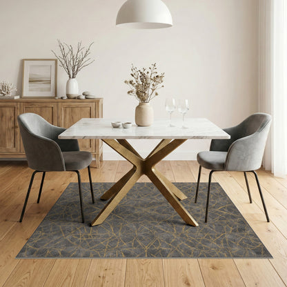 Grey Gold Abstract Area Rug